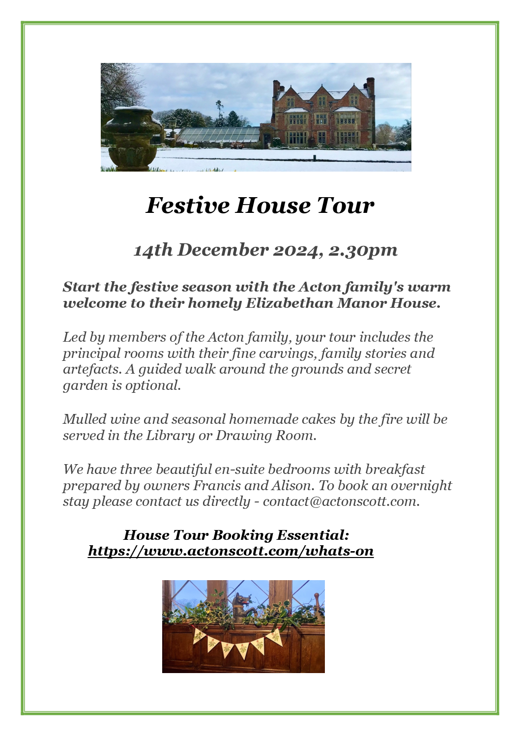 Acton Scott Hall festive poster